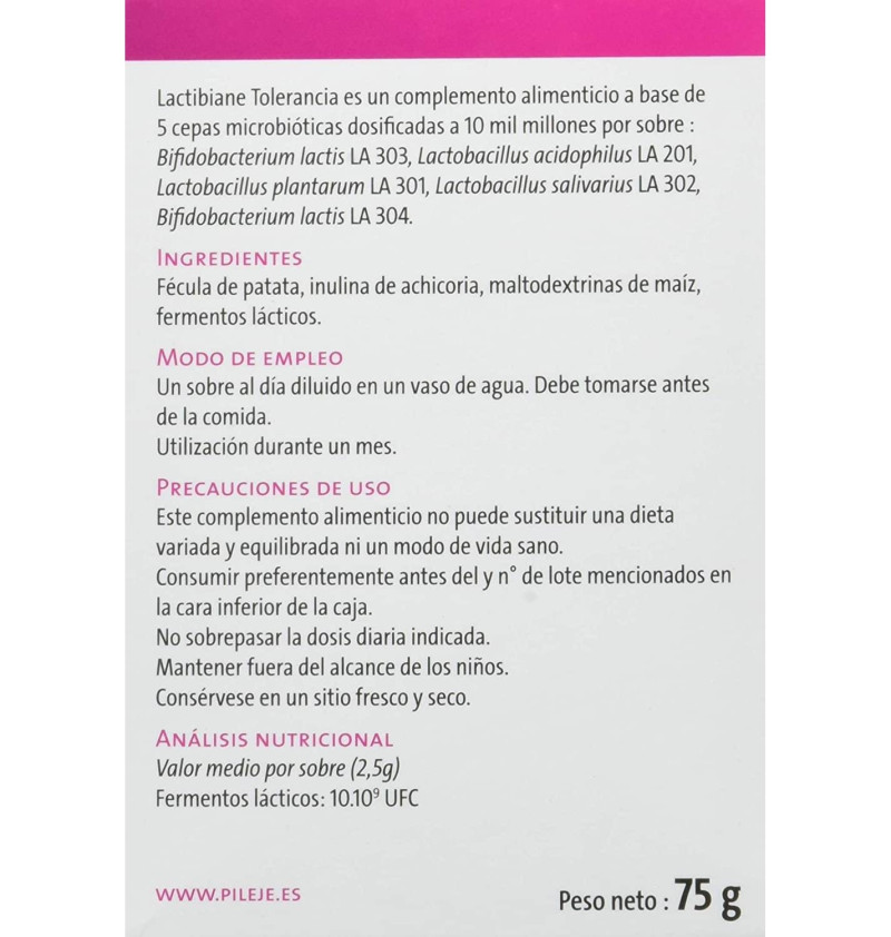 Lactibiane Tolerance Pileje (30 Sobres 2,5 g) - Pileje Slu