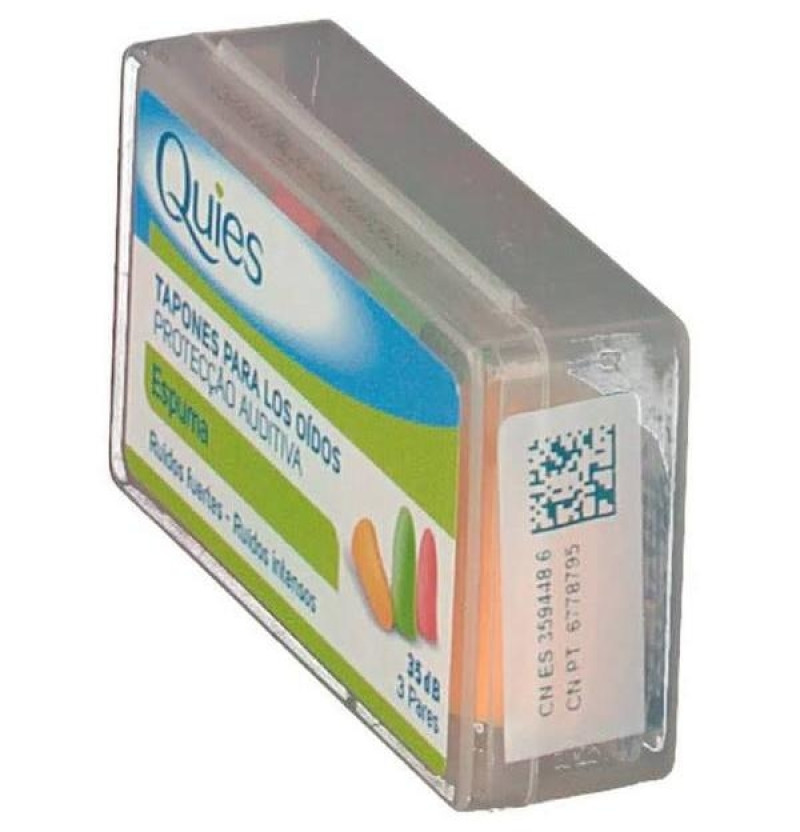 Tapones Oidos Espuma Fluo - Quies (6 Unidades) - Laboratorio Deiters