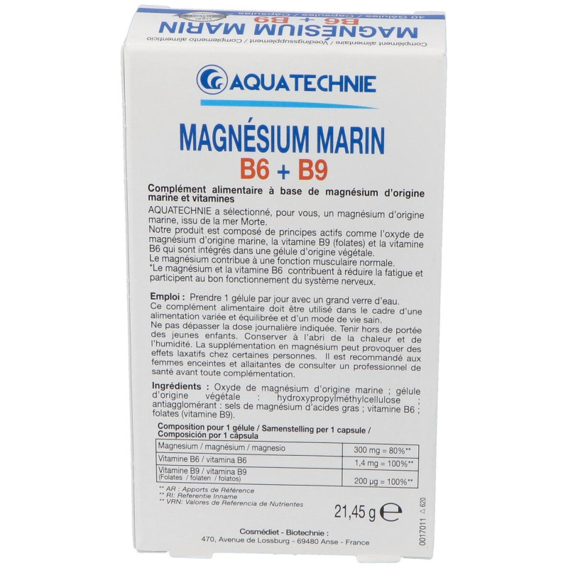 Magnesio Marino+B6+B9 40Cap. Biotechnie 2