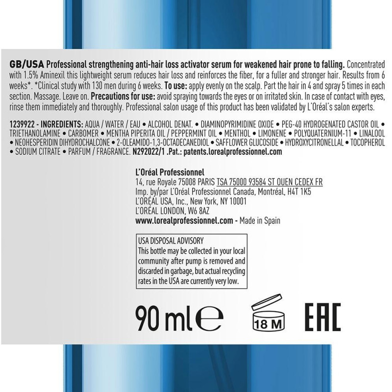 L'Oréal Aminexil Advanced Anti-Hair Loss Serum 90Ml