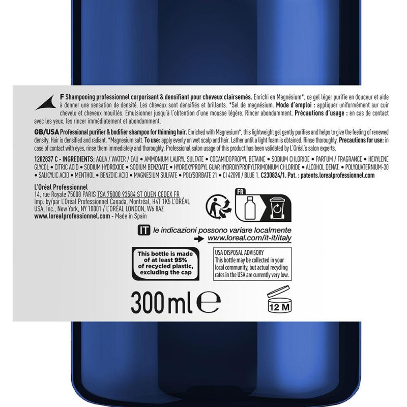 L'oréal Serioxyl Advanced Densifying Purifier y Bodifier Professional Shampoo 300ml - L'oral