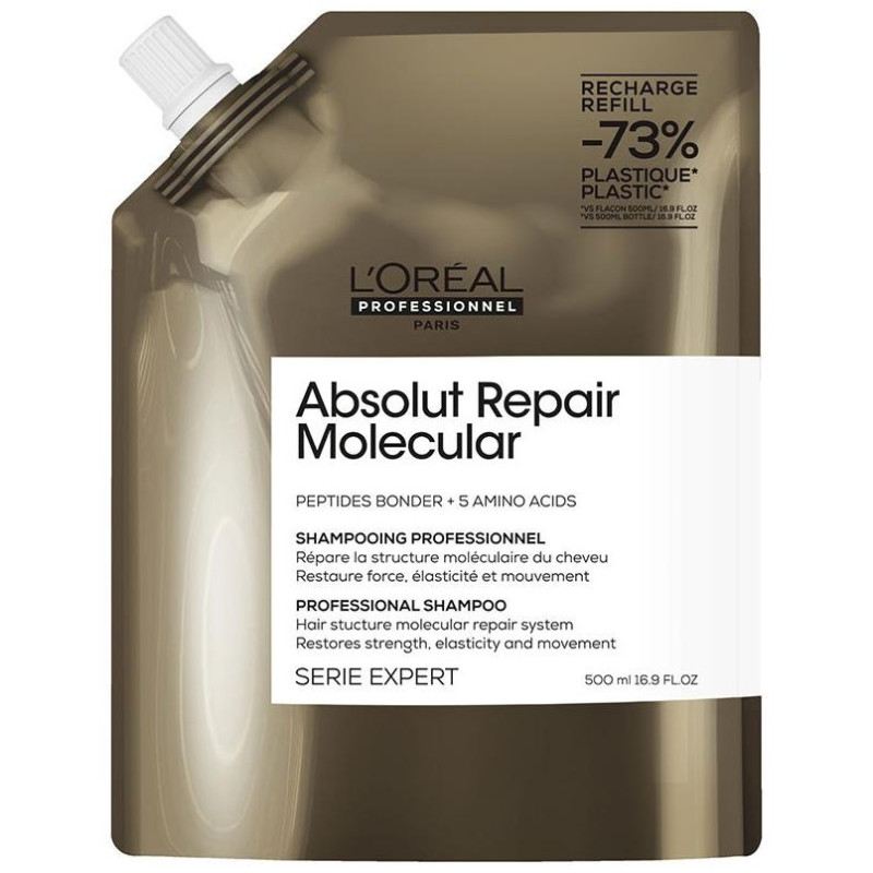 Absolut Repair Molecular Champú Profesional sin Sulfatos para Cabello Dañado Recarga 500 ml - Loral Professionnel Paris