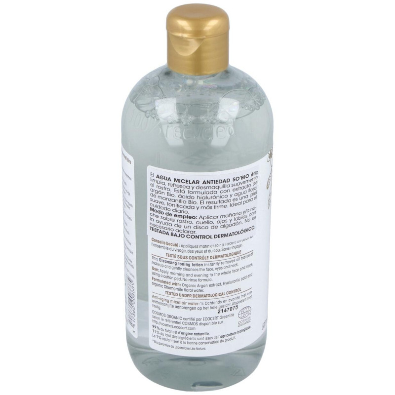 Agua Micelar Antiedad Hialurónico Argán Bio 500ml - So Bio Etic