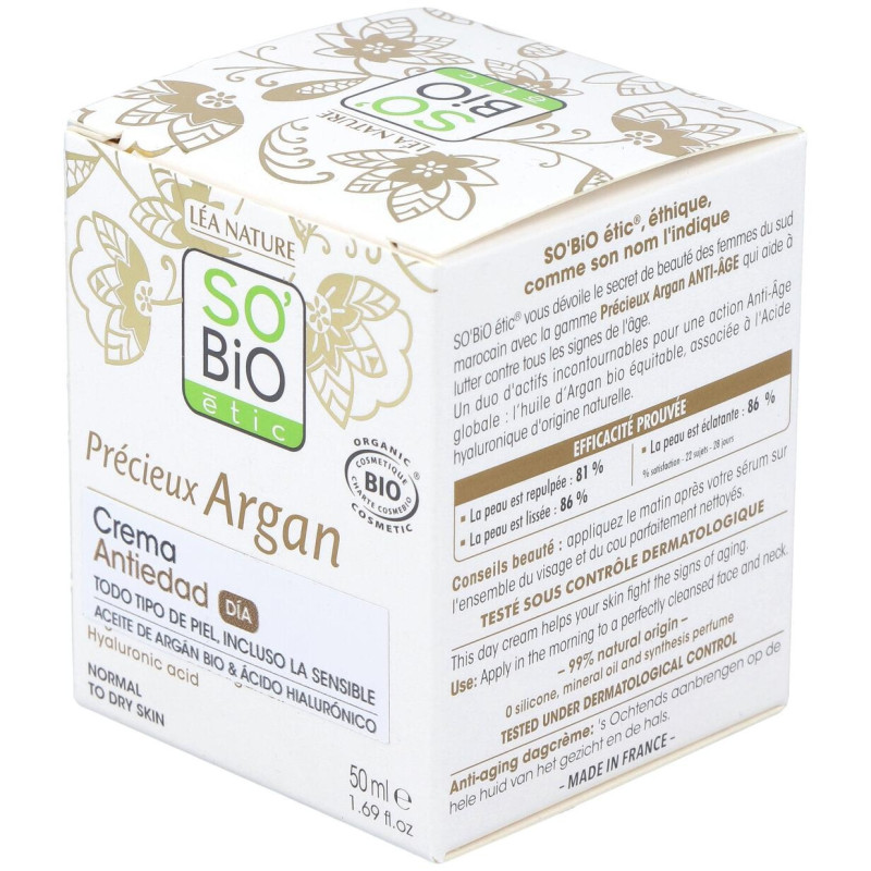 So Bio Etic Crema De Día Ácido Hialurónico Y Argán 50Ml