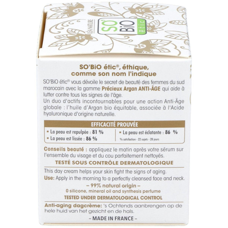 So Bio Etic Crema De Día Ácido Hialurónico Y Argán 50Ml