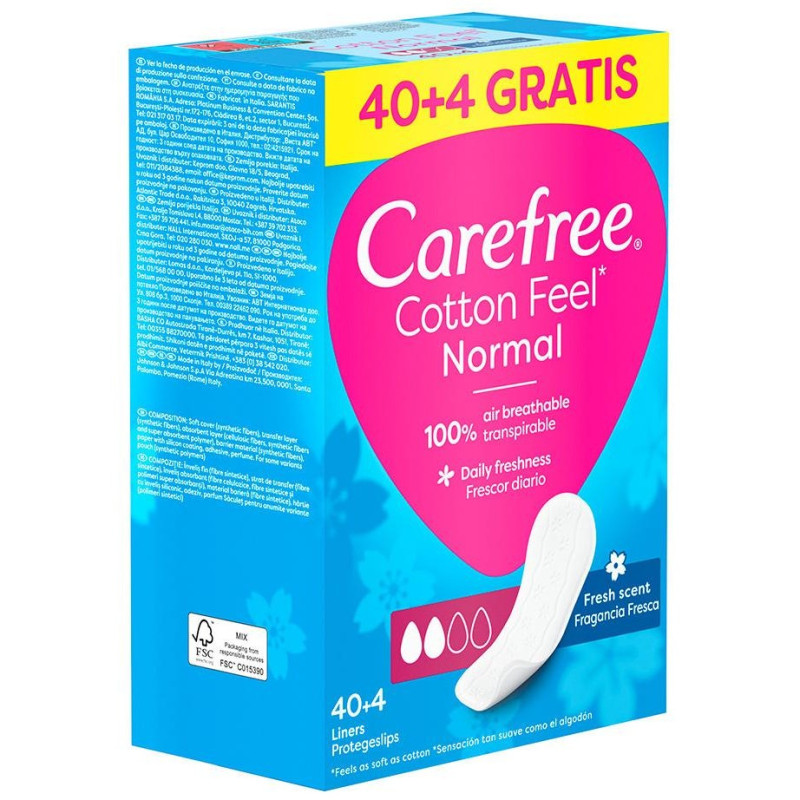 Cotton Feel Normal Fragancia Fresca 44uds - Carefree
