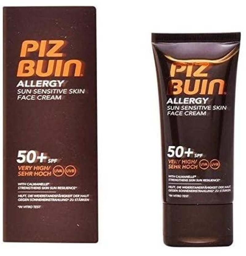 Piz Buin Allergy Crema Facial Piel Sensible Al Sol Spf 50+ - Proteccion Muy Alta (1 Envase 50 Ml)