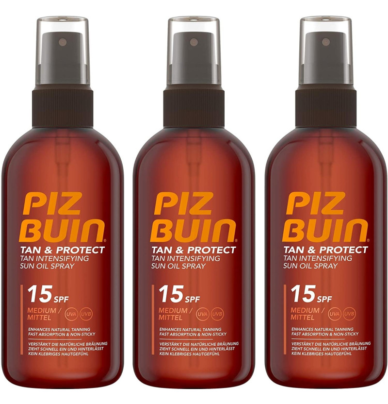Piz Buin Fps 15 Proteccion Media - Aceite En Spray Solar Acelerador De Bronceado (1 Envase 150 Ml)