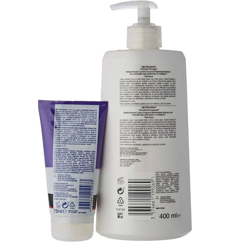 Pack Elasticidad Intensa: Neutrogena Visibly - Renew Locion Corporal + Crema De Manos Spf 15 (1 Envase 400 Ml + 1 Envase 75 Ml Pac