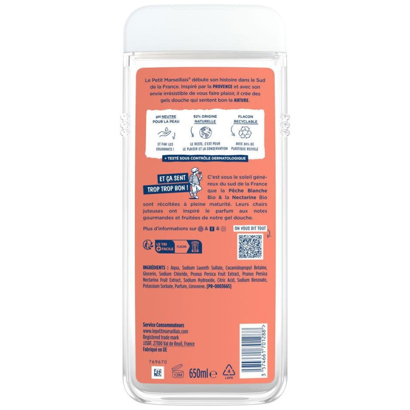 Gel Baño Melocotón y Albaricoque Bio 650ml - Le Petit Marseillais