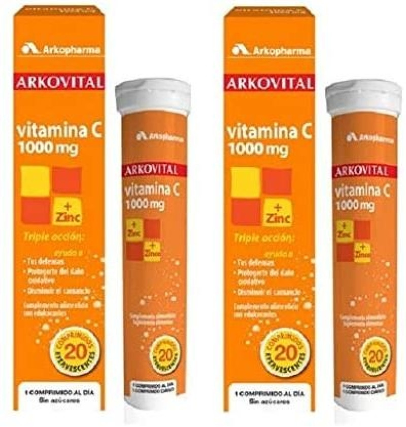 Vitamina C 1000mg + Zinc Arkovital (20 Comprimidos Efervescentes) - Arkopharma