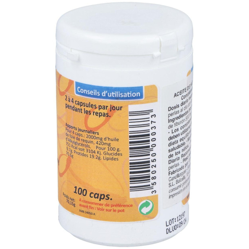 Aceite De Higado De Tiburon 500Mg. 100Cap.