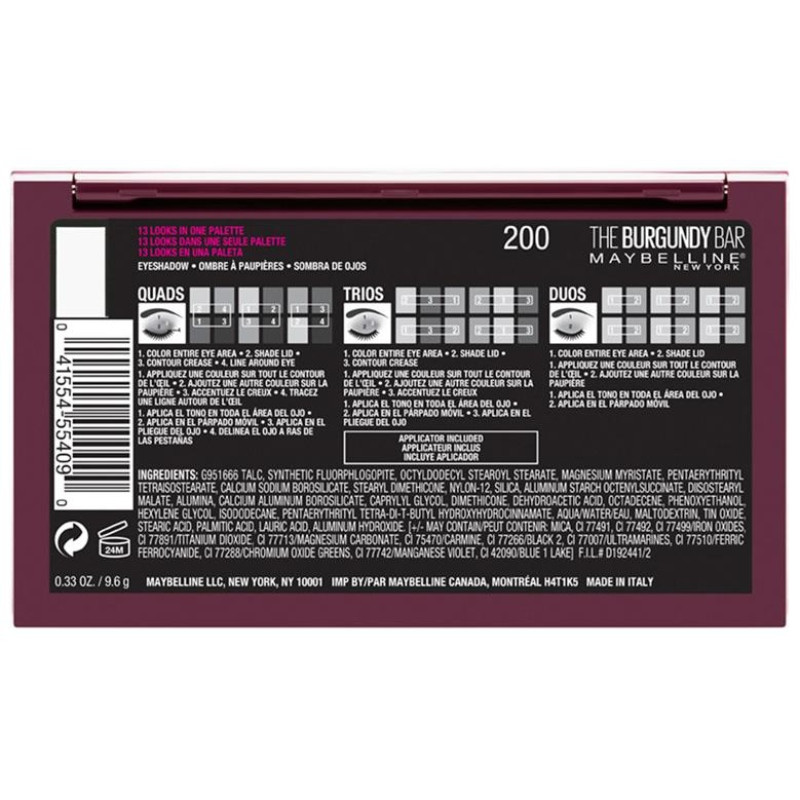 The Burgundy Bar Eye Shadow Palette 04 - Burgundy - L'oral