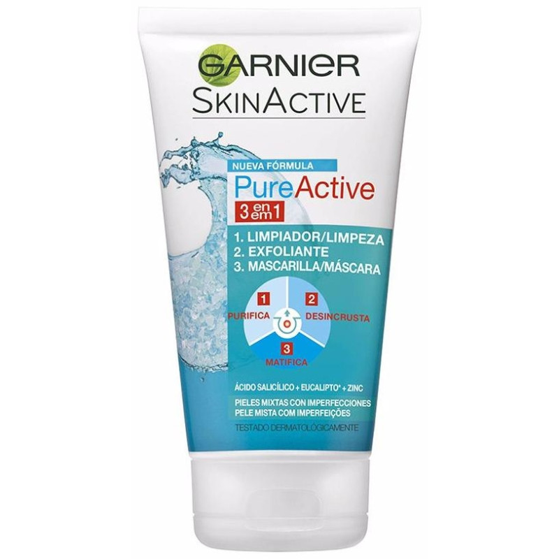 Pure Active 3 en 1 Gel Limpiador Piel Grasa 150ml - Garnier