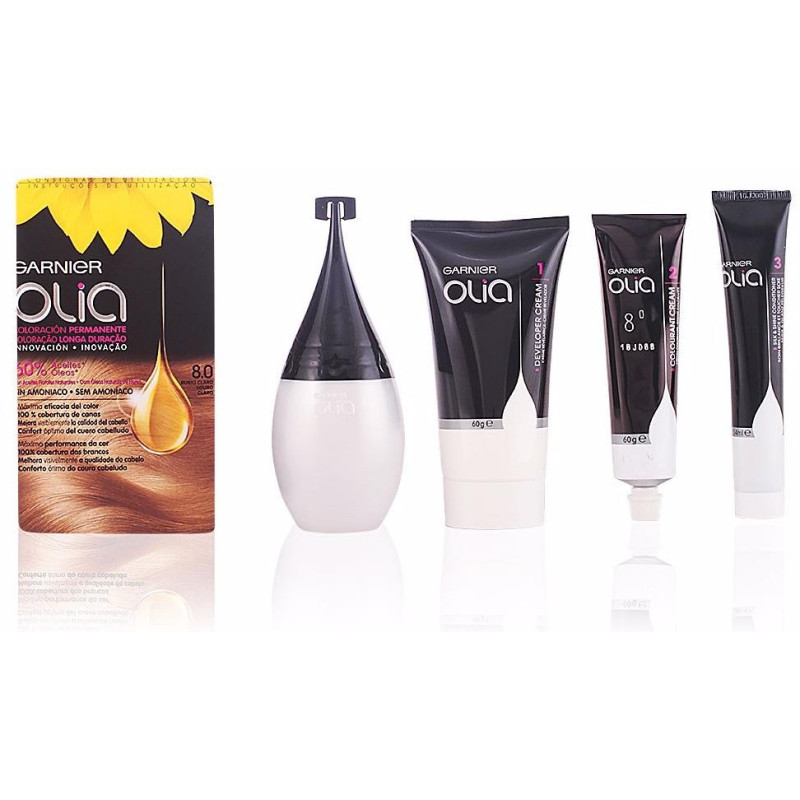 Olia Coloración Permanente N°8.0 Rubio Claro 4uds - Garnier