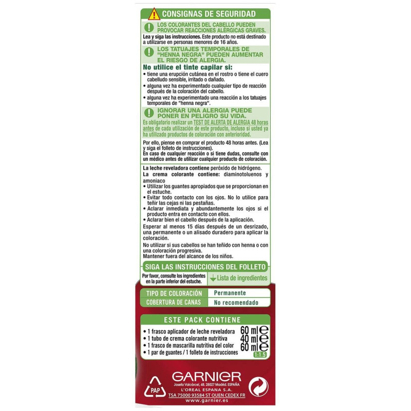 Garnier Color Sensation N°6.60 Rojo Intenso 4Uds