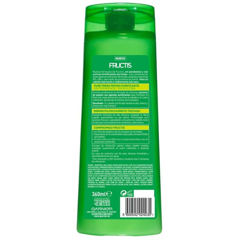 Fructis Pure Fresh Pepino Purificante Champú 360ml - Garnier