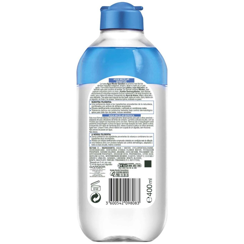 Skin Active Agua Micelar Sensitive 400ml - Garnier