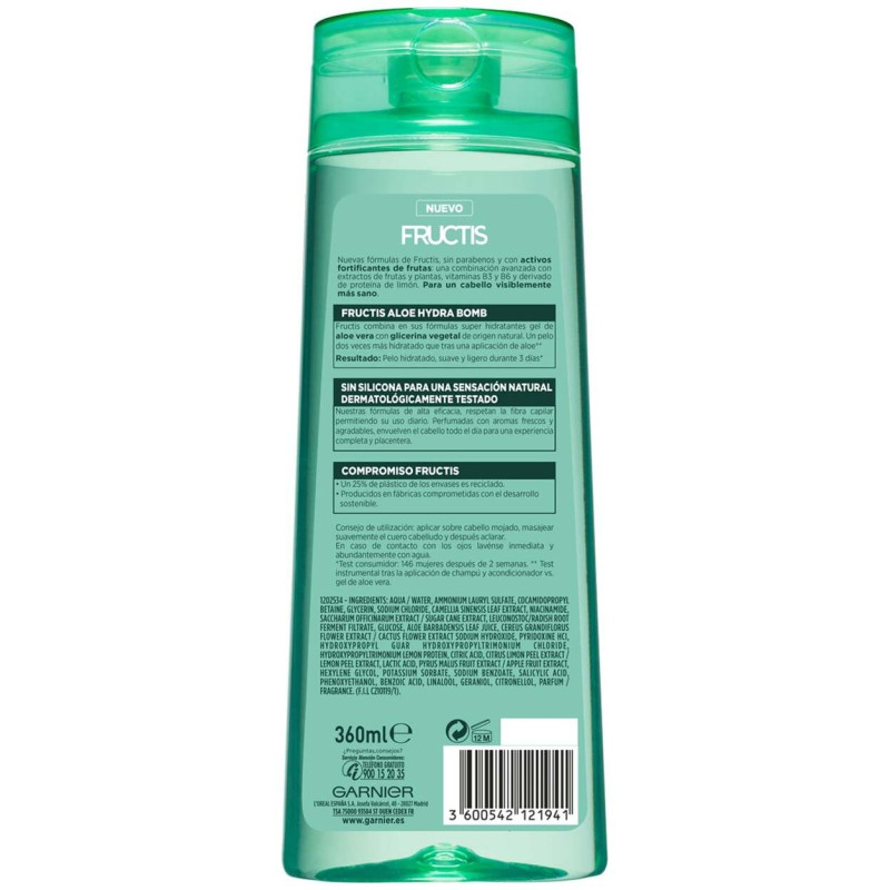 Fructis Aloe Hydra Bomb Chapú Fortificante 360ml - Garnier