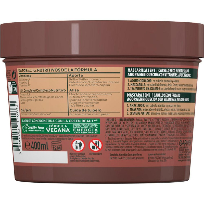 Fructis Hair Food Coco Mascarilla Alisadora 400ml - Garnier