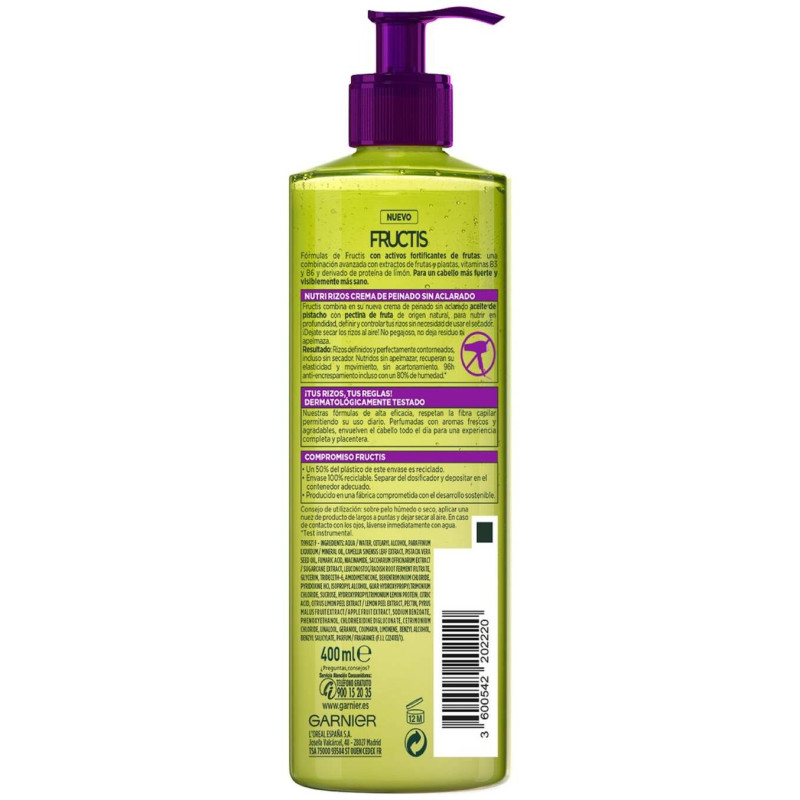 Fructis Nutri Rizos Crema sin Aclarado 400ml - Garnier
