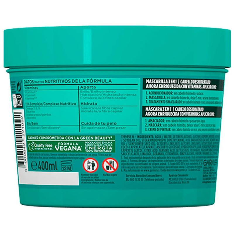 Fructis Mascarilla Capilar Aloe Hidratante 390ml - Garnier