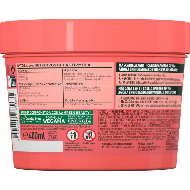 Fructis Hair Food Sandía Mascarilla Revitalizante 350ml - Garnier