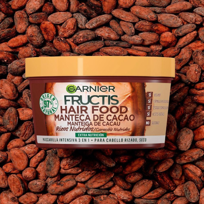Fructis Hair Food Manteca de Cacao Mascarilla Rizos Nutridos 390ml - Garnier