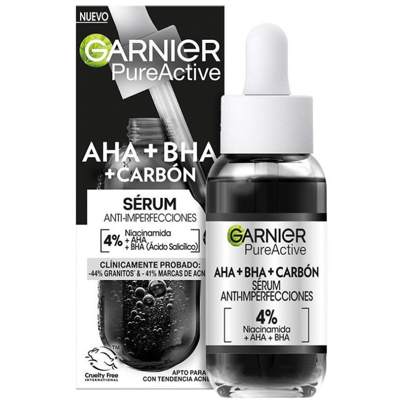 Pure Active Aha + Bha + Carbón Sérum Anti - Imperfecciones 30 ml - Garnier
