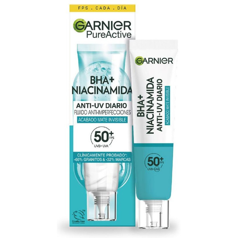 Pure Active Bha + Niacinamida Fluido Anti - Imperfecciones Fps50+ 40 ml - Garnier
