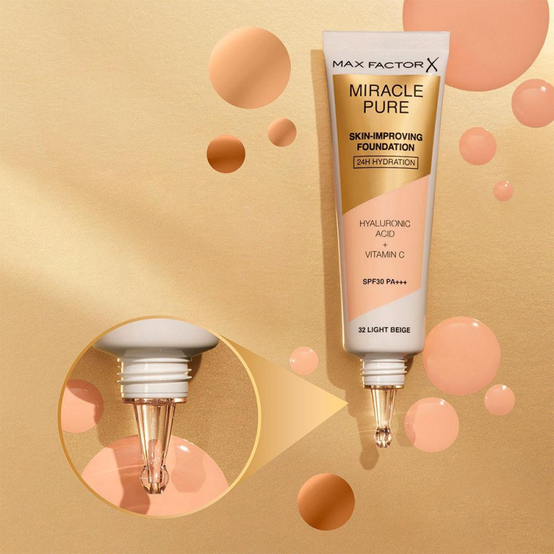 Miracle Pure Skin - Improving Foundation 24h Hydration spf30 76 - Warm Golden 30 ml - Max Factor
