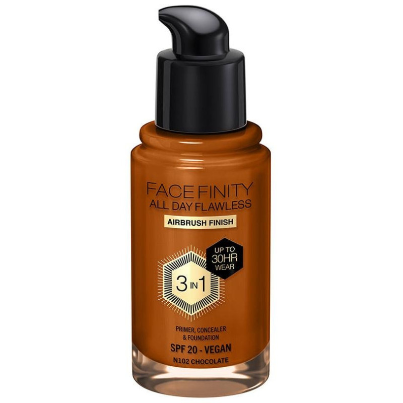 Facefinity All Day Flawless 3 In 1 Foundation N102 - Chocolate 30 ml - Max Factor