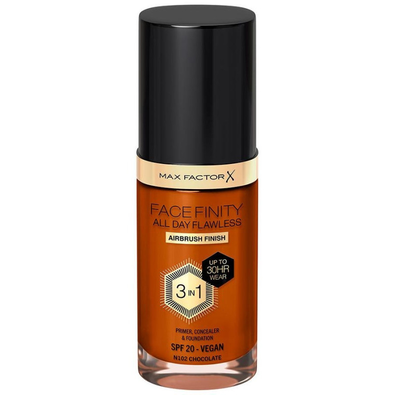 Facefinity All Day Flawless 3 In 1 Foundation N102 - Chocolate 30 ml - Max Factor
