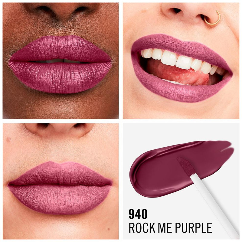 Lasting Mega Matte Liquid Lip Colour 940 Rock Me Purple 7.4ml - Rimmel