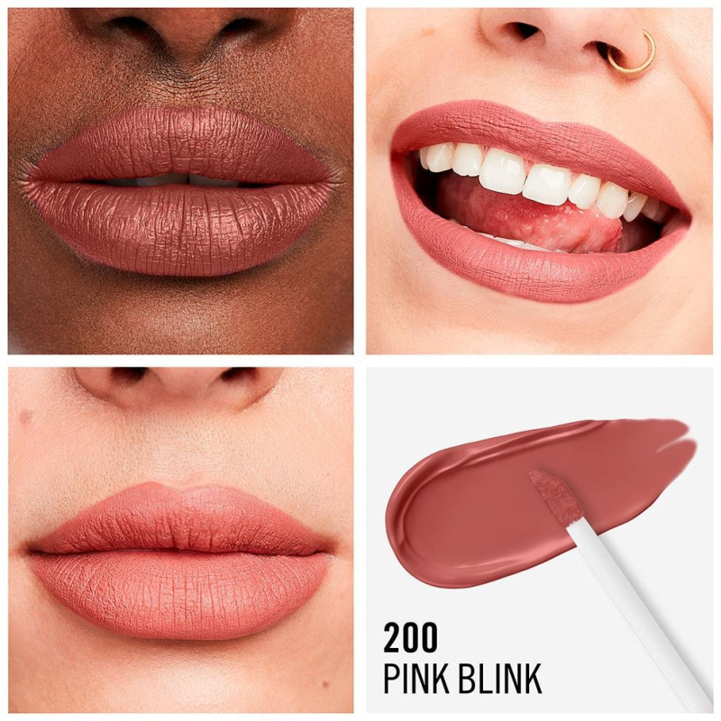Lasting Mega Matte Liquid Lip Colour 200 Pink Blink 7.4ml - Rimmel