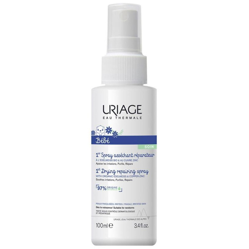 Uriage Bébé 1Er Cu Zn+ Spray Asséchant Réparateur Cheveux 100Ml