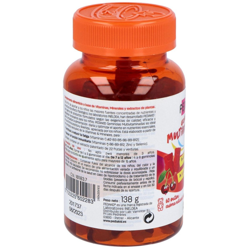 Pediakid Multivitaminadas Sabor Naranja y Cereza 60uds - Ineldea