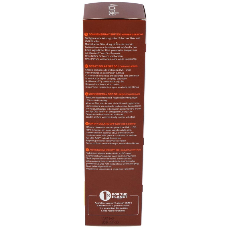 Spray Solar spf50 100ml. Bio - Acorelle