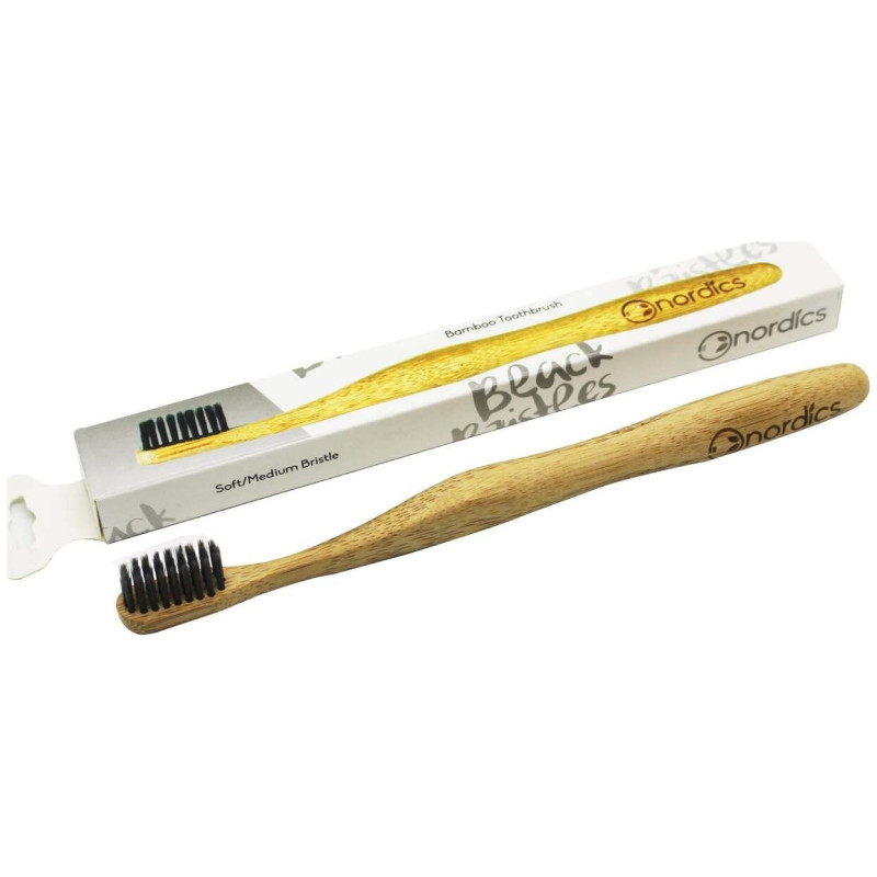 Nordics Cepillo de Dientes 100 % Biodegradable de Bambú con Carbón - Nordics Oral Care