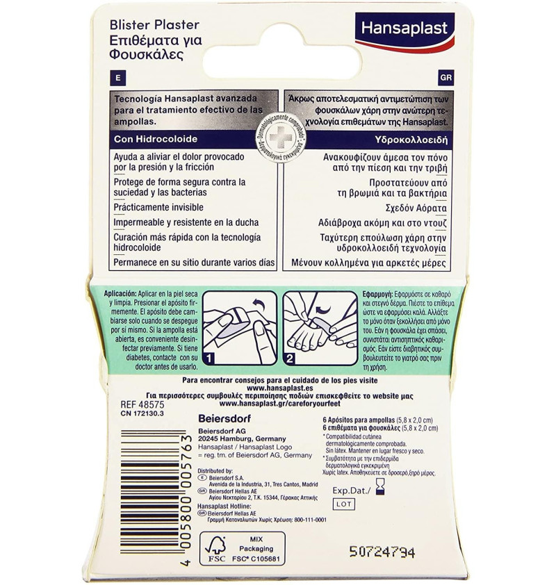 Hansaplast Ampollas - Hidrocoloide (t - Peq 6 U) - Eucerin