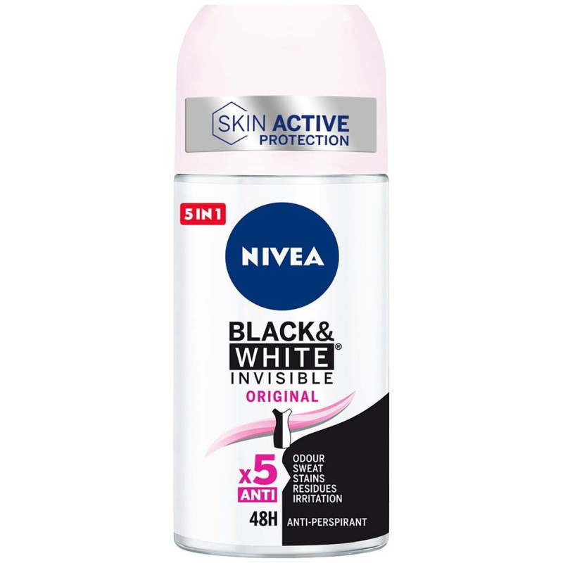 Black y White Invisible Roll - On Desodorante 50ml - Nivea