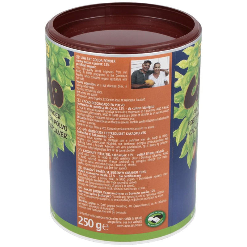 Cacao Desgrasado Polvo 250gr. Bio S/a Vegan - Rapunzel
