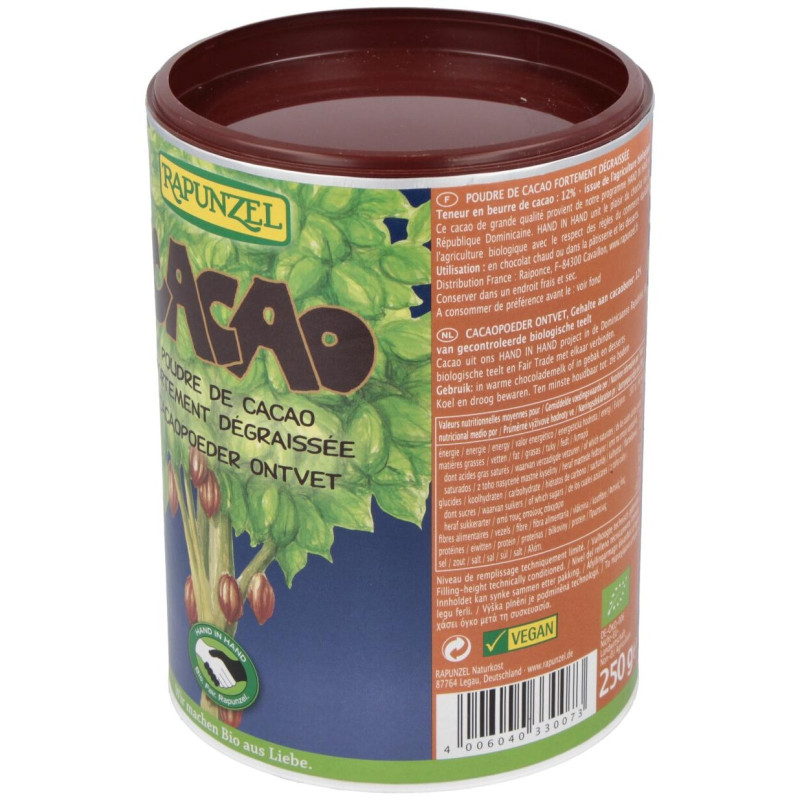 Cacao Desgrasado Polvo 250gr. Bio S/a Vegan - Rapunzel