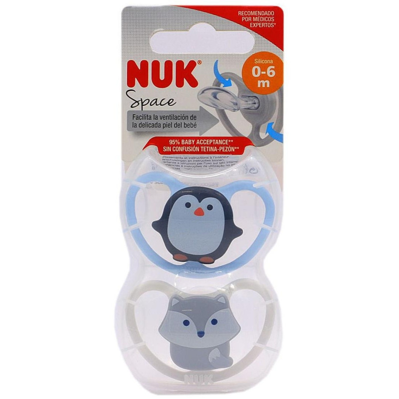 Space Chupete de Silicona 0 - 6 Meses 2u - Nuk
