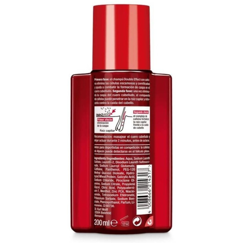 Caffeine Double Effect Champú Anticaída Y Anticaspa 200 Ml