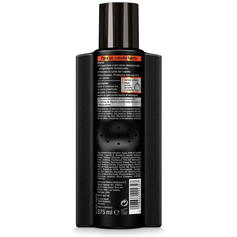 Alpecin C1 Black Edition Champú Con Cafeína, 375 Ml