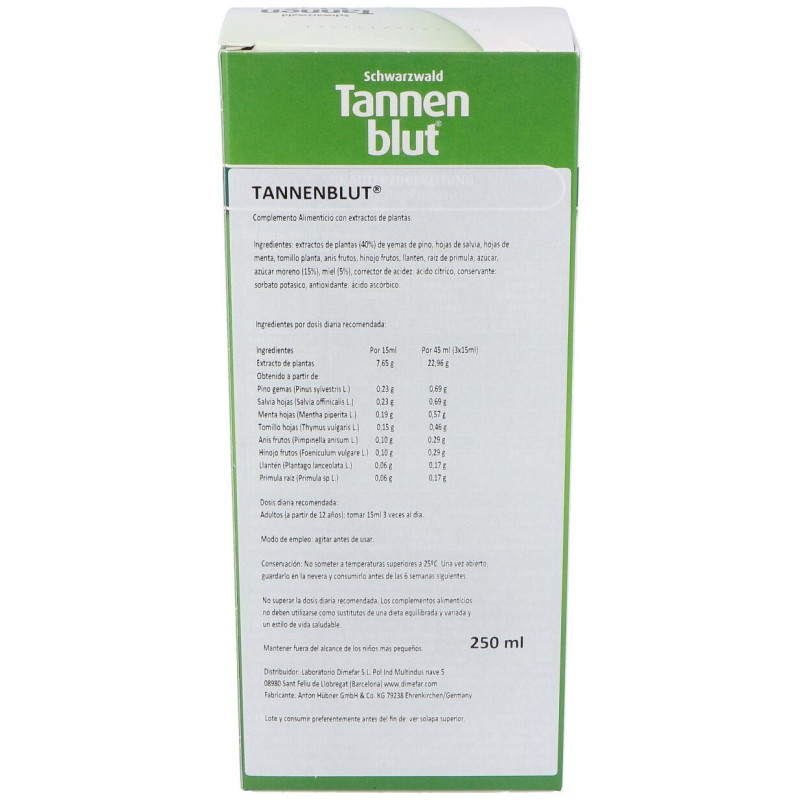 Tannenblut Bronquial Jarabe 250ml. 2 - Dimefar