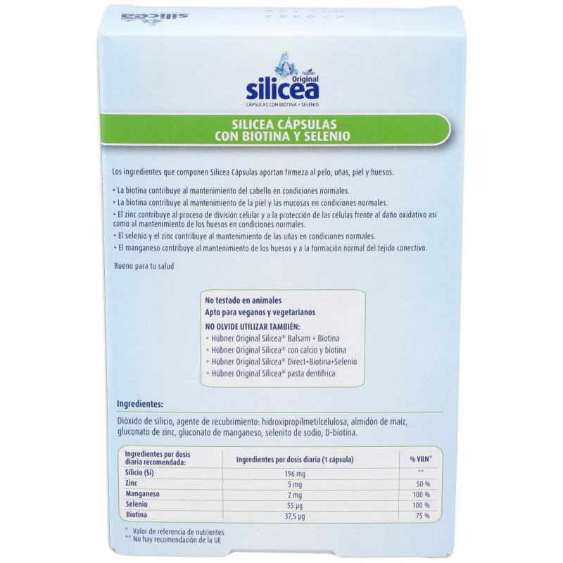 Hübner Silicea + Biotina + Selenio 30 Cáps - Dimefar