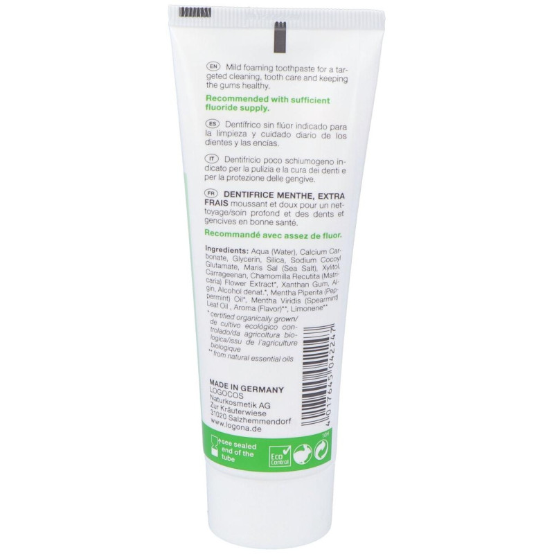 Dentifrico Extra Fresco Menta Daily Care 75ml - Logona