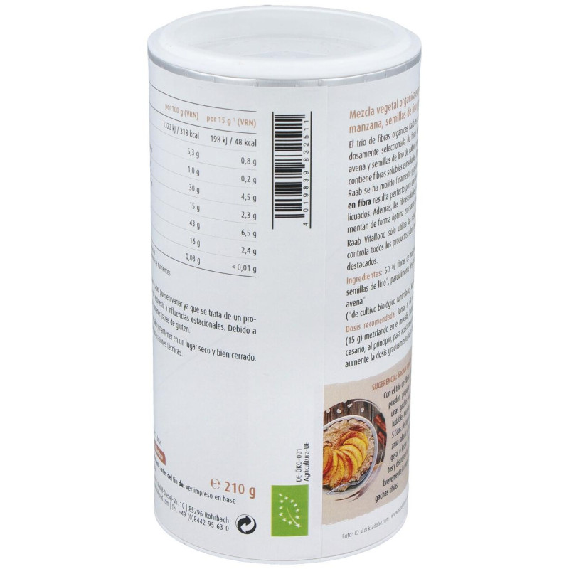 Trío Fibras Manzana Avena Lino Bio Vegano 210g - Raab Vitalfood